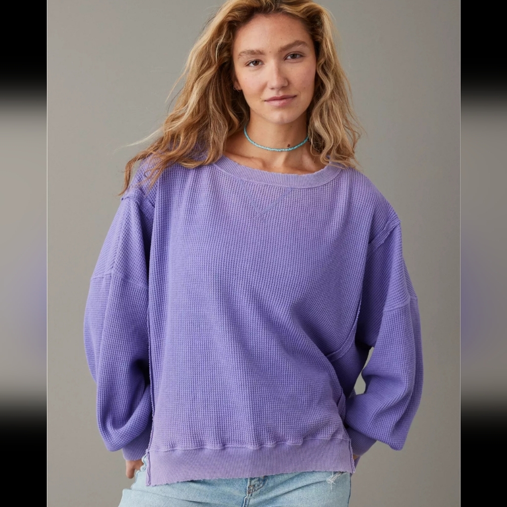 American Eagle Big Hug Waffle Thermal Sweatshirt